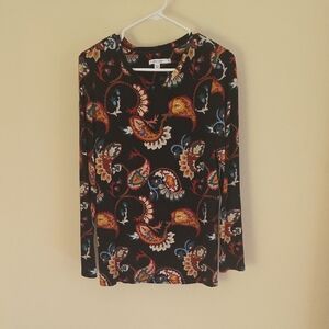 Chico's Black and Brown Long Sleeve Blouse